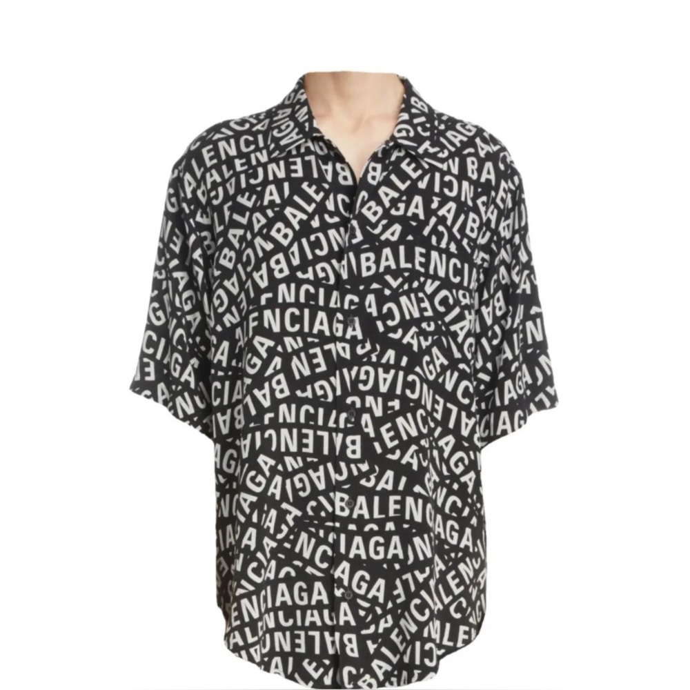 Balenciaga Monochrome Logo Print Shirt
